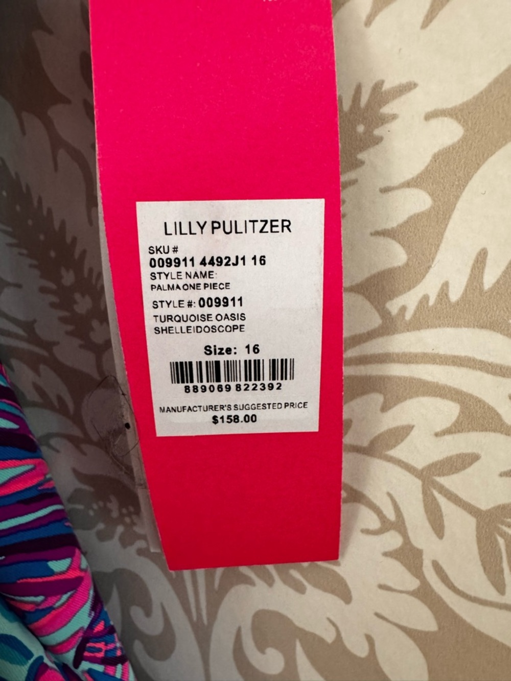 Lilly Pulitzer Turquoise Oasis Pink & Blue One-Piece - Picture 3 of 5